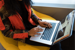 woman using a laptop